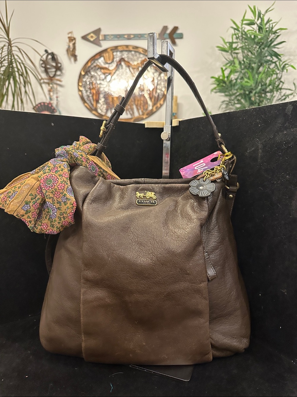 Coach #104 Madison IsabelleLeather Shoulder Bag in Dark Brown with Gold Hardware